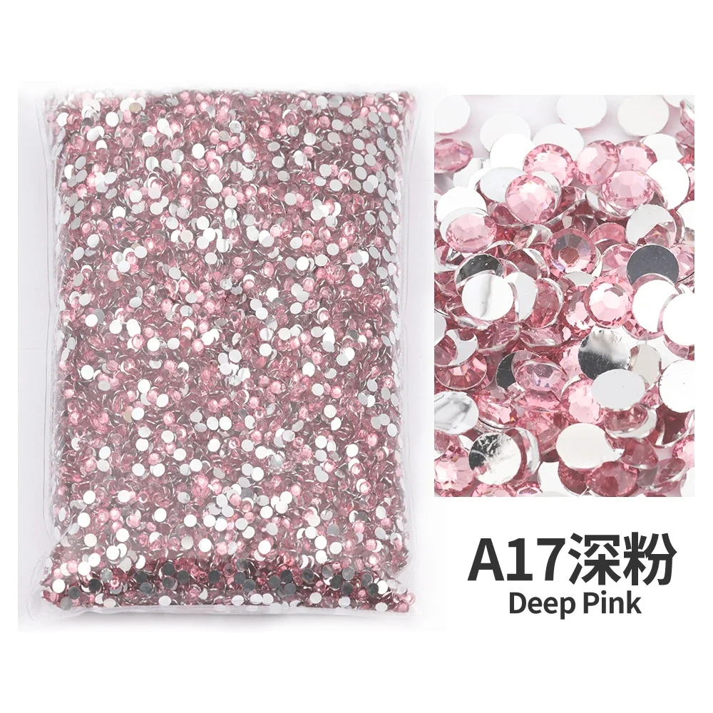 Dunkelrosa Großhandel 2mm 3mm 4mm 5mm 6mm Harz Nicht Hot Fix Strasssteine Flache Rückseite Kunststoffkristalle Nagel DIY Glitzer Strasssteine