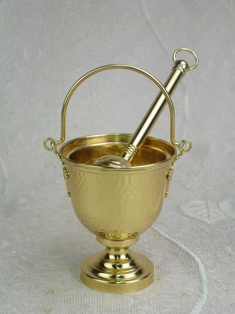 Catholic Holy Water Pot, Holy Sprinkler Mass, The Liturgy First Communion Pure Brass, Baptism, Church Gift