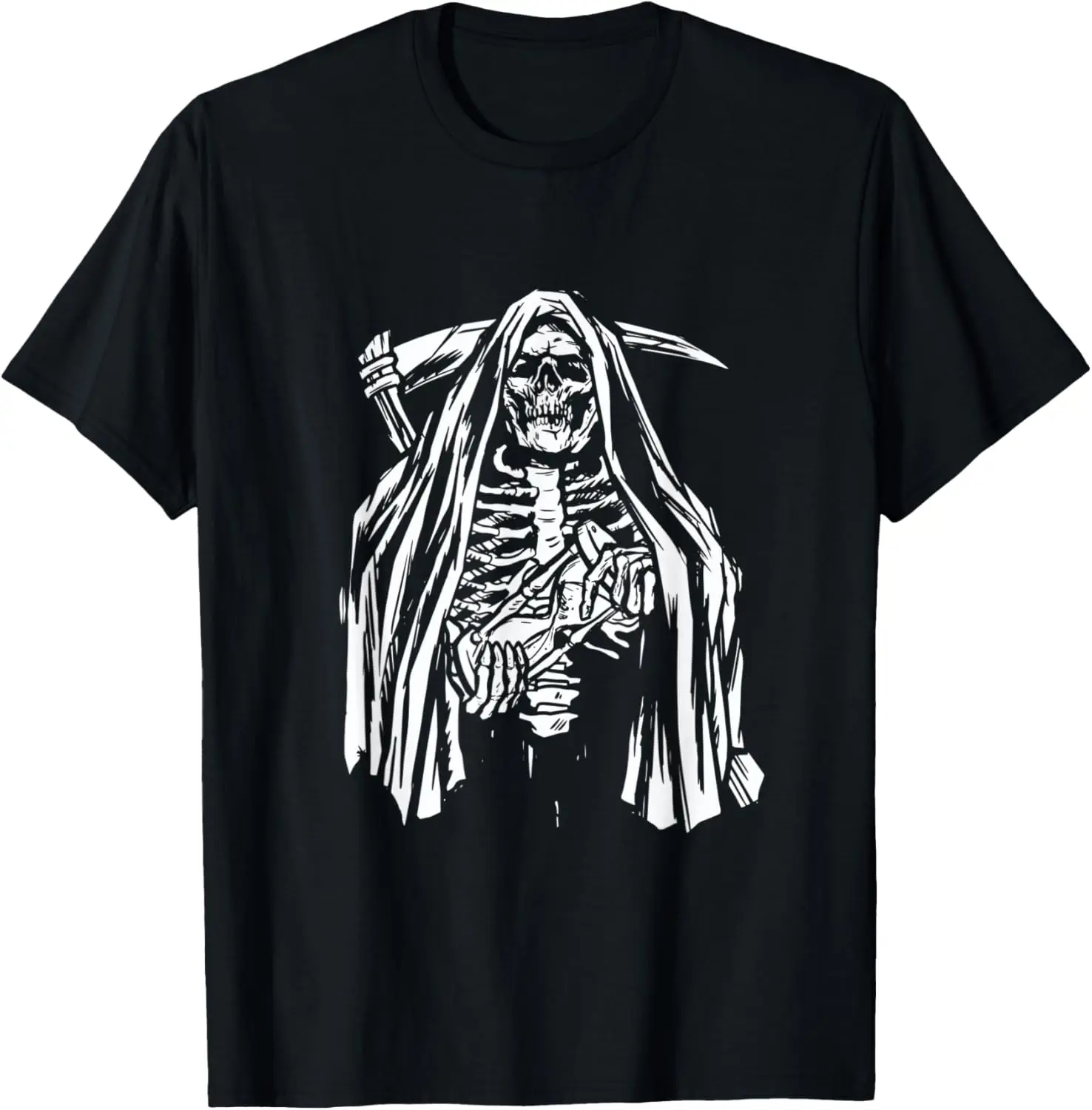 

Skeleton Grim Reaper Angel Of Death Scythe Dead Mower Goth T-Shirt