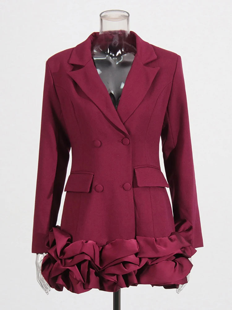 TWOTWINSTYLE Hit Color Designer Dresses For Women O Neck Long Sleeve High Waist Temperament Elegant Mini Dress Female Fashion