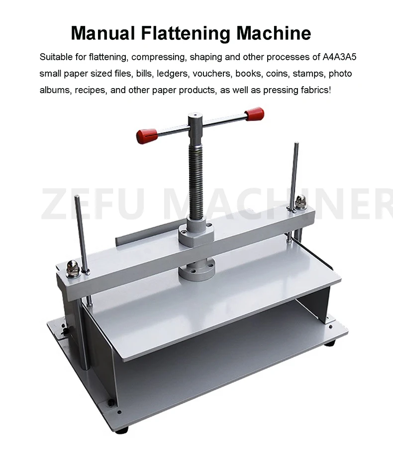 A4 A3 + Manual Flattening Machine Paper Pressing Machine Book Binding Press Machine for Documents Financial Voucher