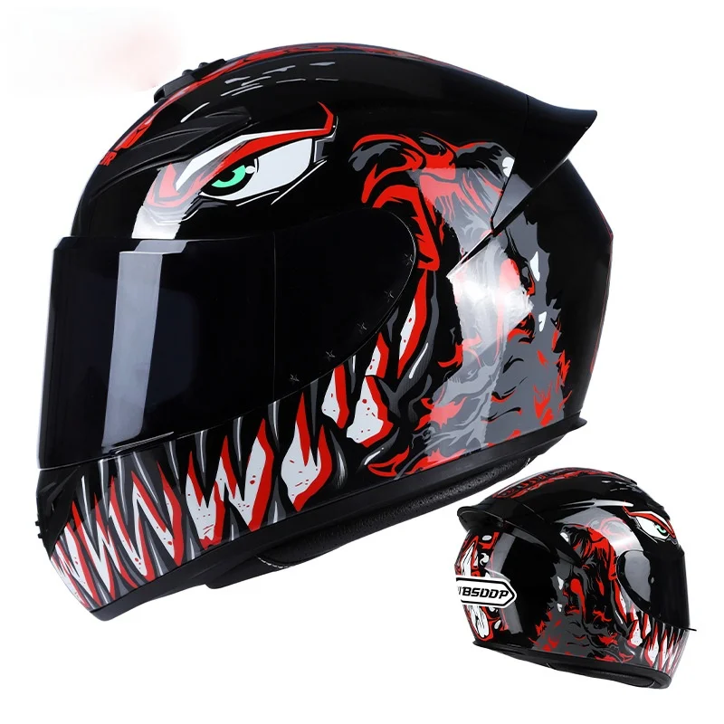 Predator Helmet Motorcycle Helmet Venom tooth Offroad Helmet Murray Motorcycle Big Tail Full Helmet Racing Locomotive Helmet 354