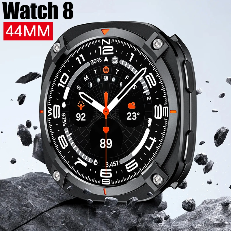 

Прочный защитный чехол-бампер для Samsung Galaxy Watch 8 44 мм: жесткий корпус из цинкового сплава и поликарбоната