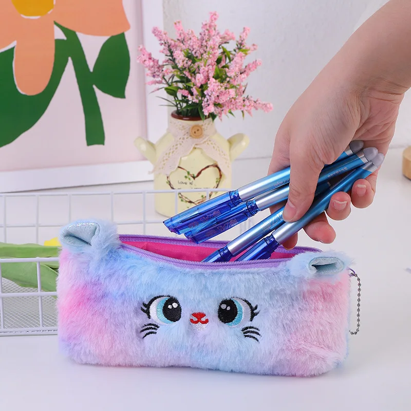 Meisje Cat 'S Eye Schattige Cartoon Etui Organizer Creatief Briefpapier Houder Rits Pen Zakje Grote Capaciteit Pen Tas 2023 Nieuw