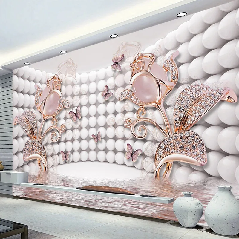 

Индивидуальные обои-фрески: 3D-роспись с розами и бабочками, украшения для гостиной, зоны ТВ, спальни, домашнего декора, креативное искусство, 8D цветы