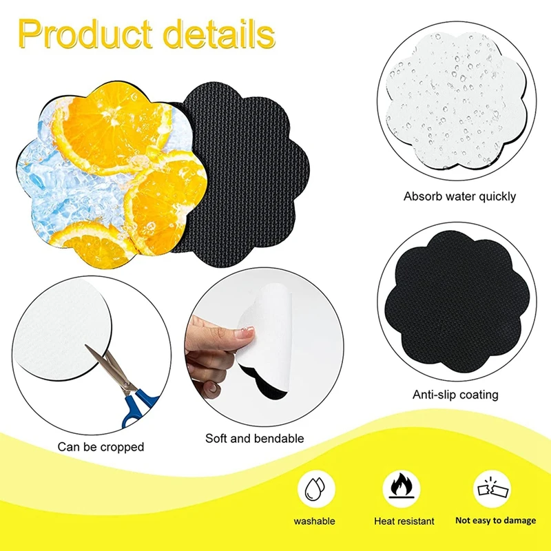 Posavasos de sublimación para manualidades, posavasos de transferencia de calor en blanco, taza con estera de impresión de prensa de calor, posavasos antideslizantes para manualidades, novedad de 42 piezas