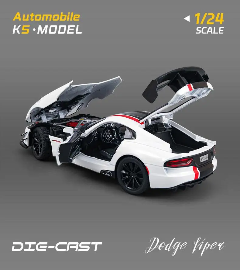 1:24 Dodge Viper coche deportivo simulación Diecast Metal aleación modelo coche sonido luz tirar hacia atrás colección niños juguetes regalos