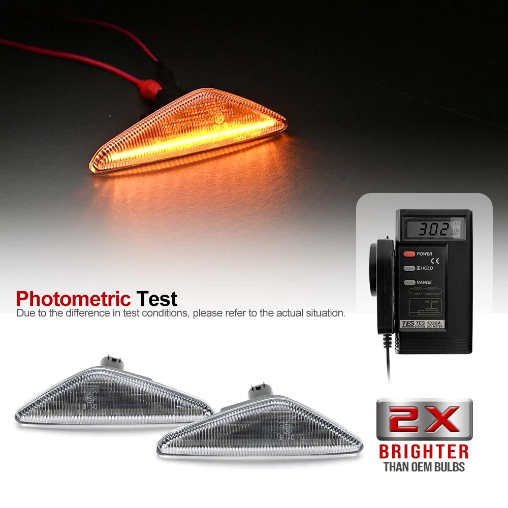 Fits For BMW 3Series E46 Coupe/Convertible 2004-2006 325Ci 330Ci Sequential Turn Signal Blinkers LED Side Marker Repeater Lights