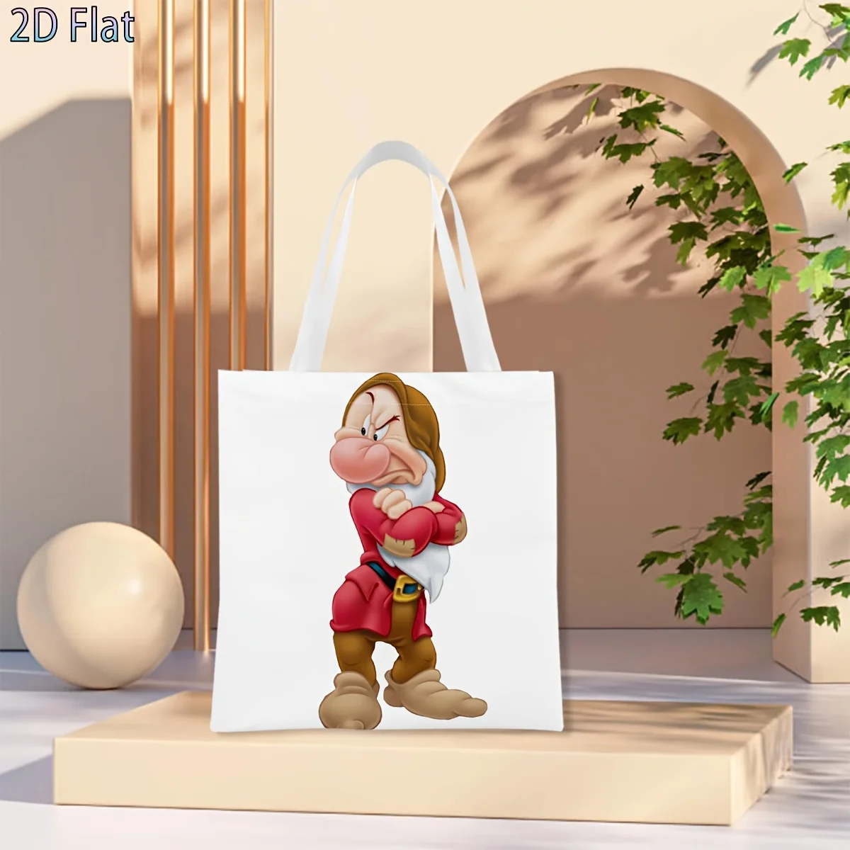 1pc Grumpy Dwarf Cross-Arm Print Tote Bag,reusable shopping 