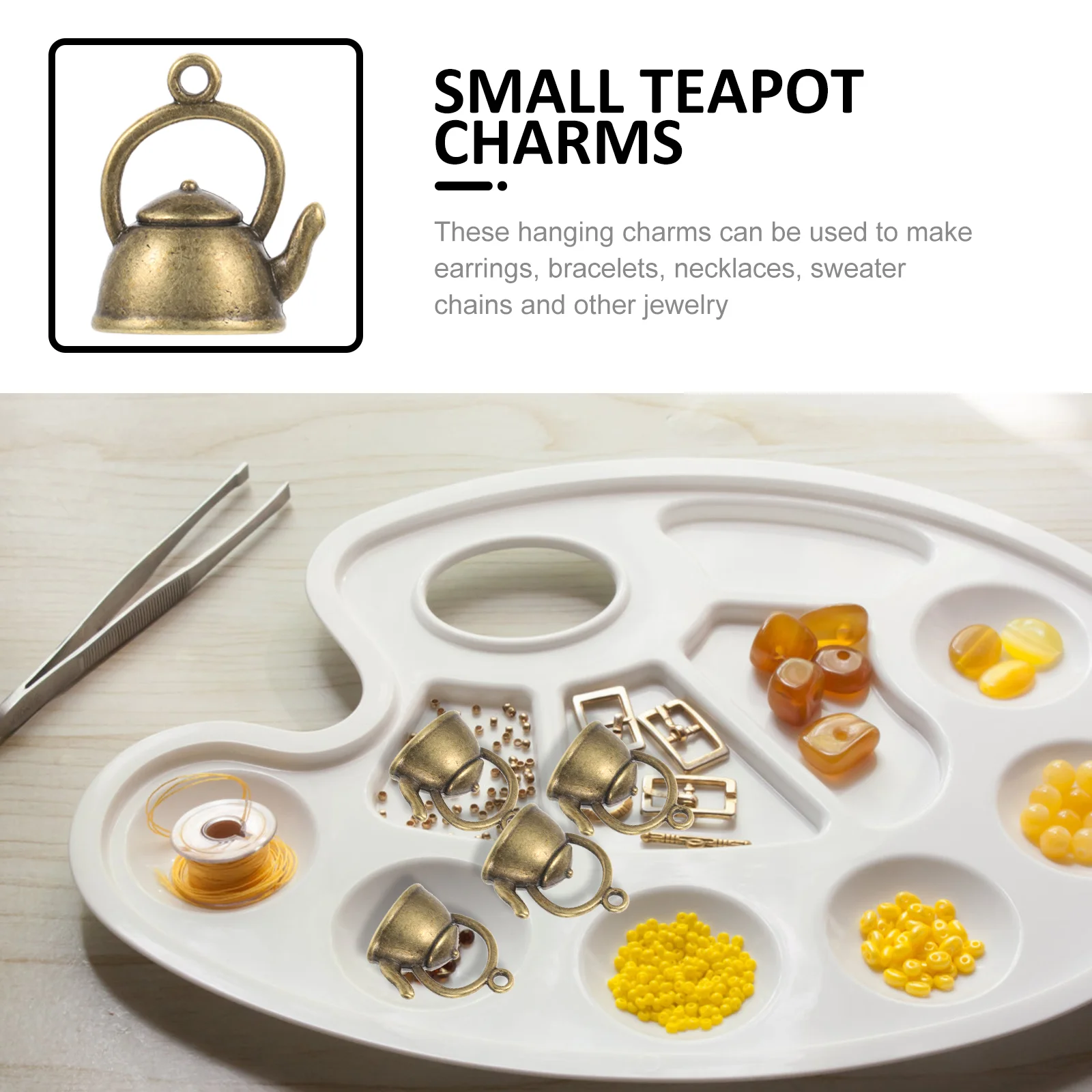 50 Pcs Water Kettle Pendant Shaped Charms Unique Toy Accessories Key DIY Alloy Teapot Metal Pendants Supply Bracelet Small