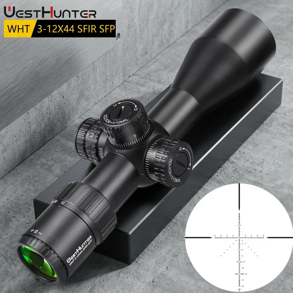

WestHunter WHT 3-12X44 SFIR SFP Scope Compact Hunting Riflescope Side Parallax Wheel High Definition Tactical Optical Sights