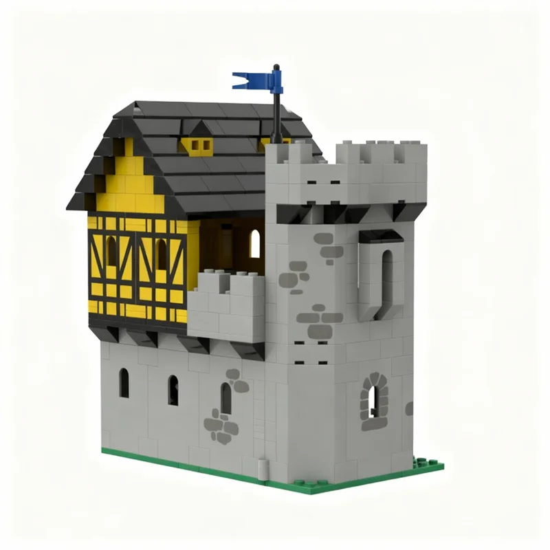 NEU 403-teiliges MOC Mittelalterliche Burg Festungsgebundenes Schwarzes Falkenstall-Modell Technologie DIY Montage-Bausteine Ausstellungsstück Geburtstagsgeschenk