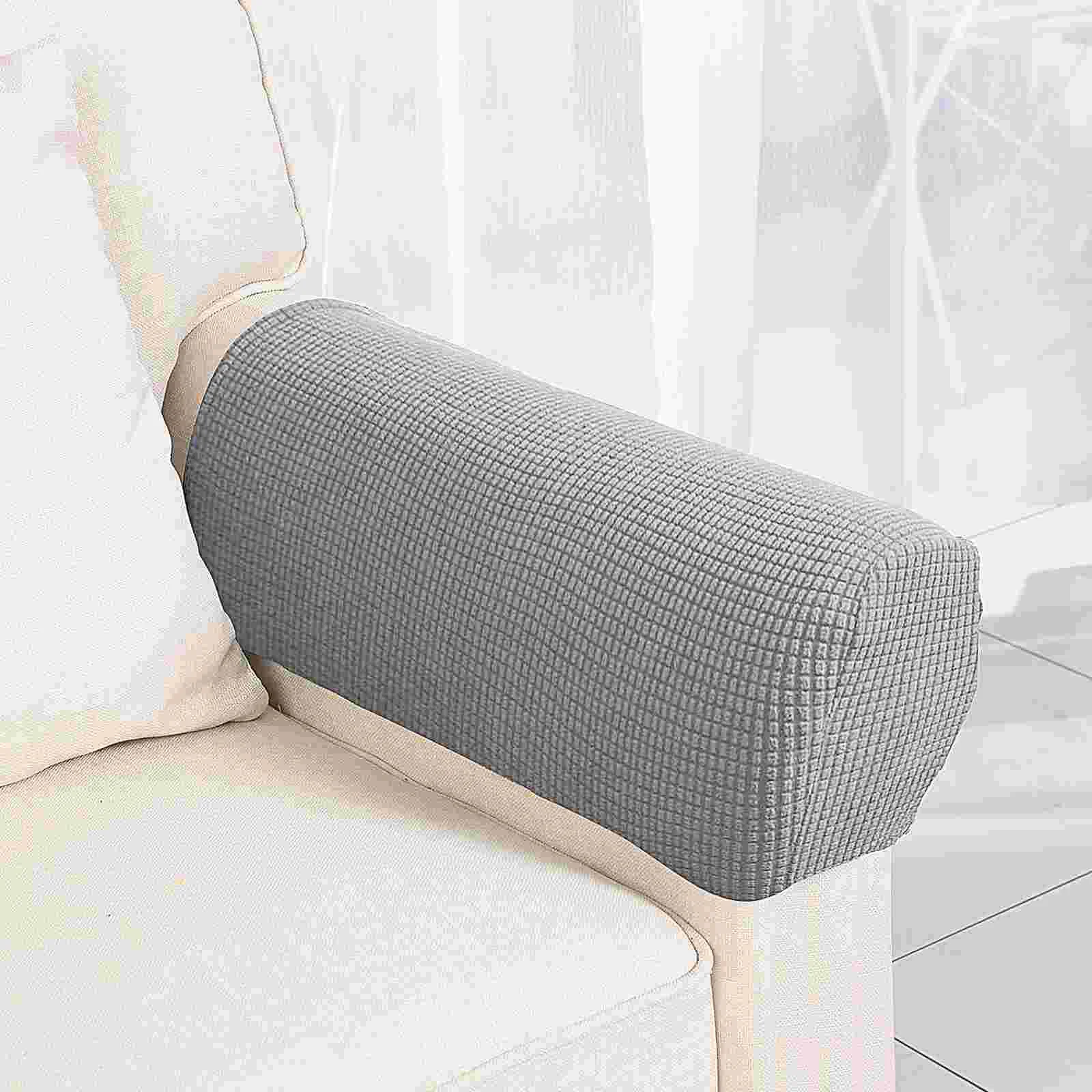 2 Pcs Armrest Cover Covers for Sofas Prtoectector Adjustable Elastic Loveseat Black Couch Chair Chairs