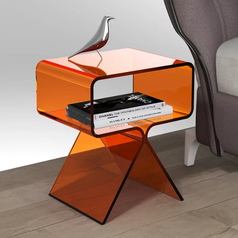 Acrylic light luxury bedside table modern simple creative side table small narrow edge children's mini ultra-narrow bedside cabi