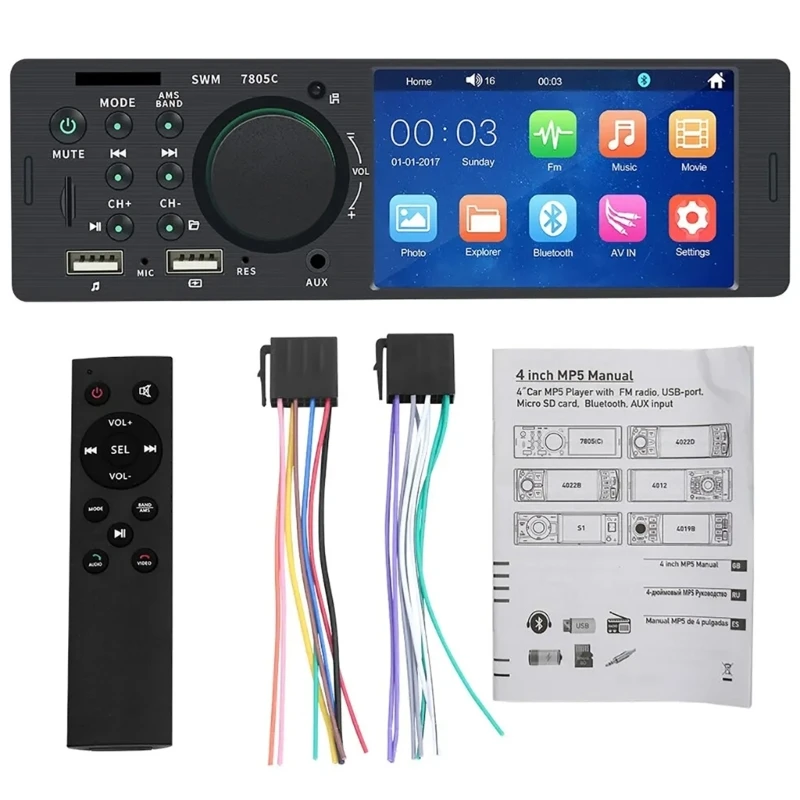 Car Stereo Single Din MP5 Player Bluetooth-compatible Car Radio