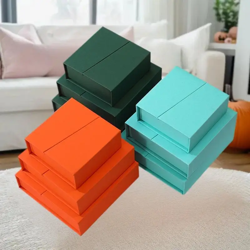 صندوق تغليف مجوهرات فوليو فليب، صندوق منظم مجوهرات وقلادة وخاتم، صندوق مجوهرات من ورق الكرافت السميك