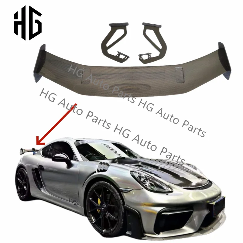 

Auto Parts Carbon Fiber Rear Spoiler Tail Wing Splitter For Porsche 718 981 Upgrades GT4 RS Style Car Wing Trunk Lip Spoilers