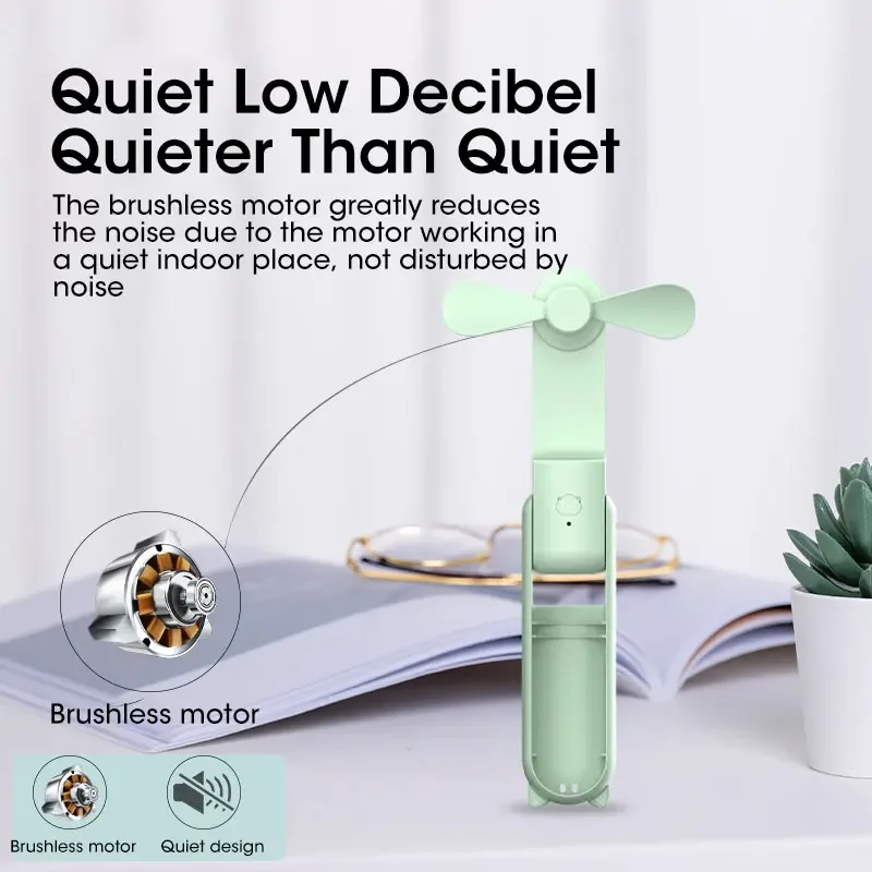 Portable Handheld Fan Mini Hand Fan Battery Operated USB Rechargeable Personal Foldable Fan for Indoor Small Pocket Fan