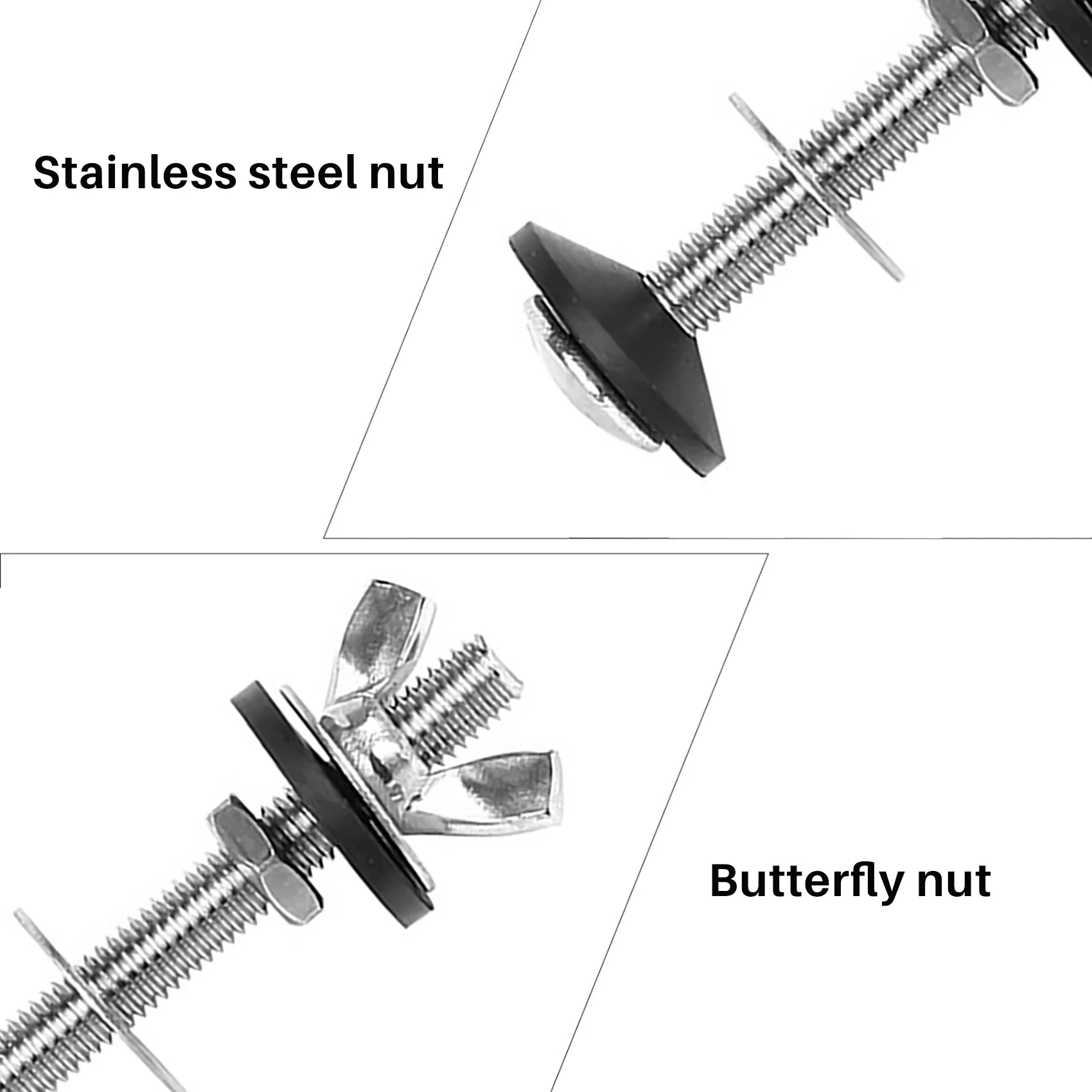 2er Pack Toiletten tank zu Schüssel Bolzen Kits Zisternschrauben-Kit, Edelstahl-Toiletten pfanne Befestigungs armatur mit Doppel dichtungen