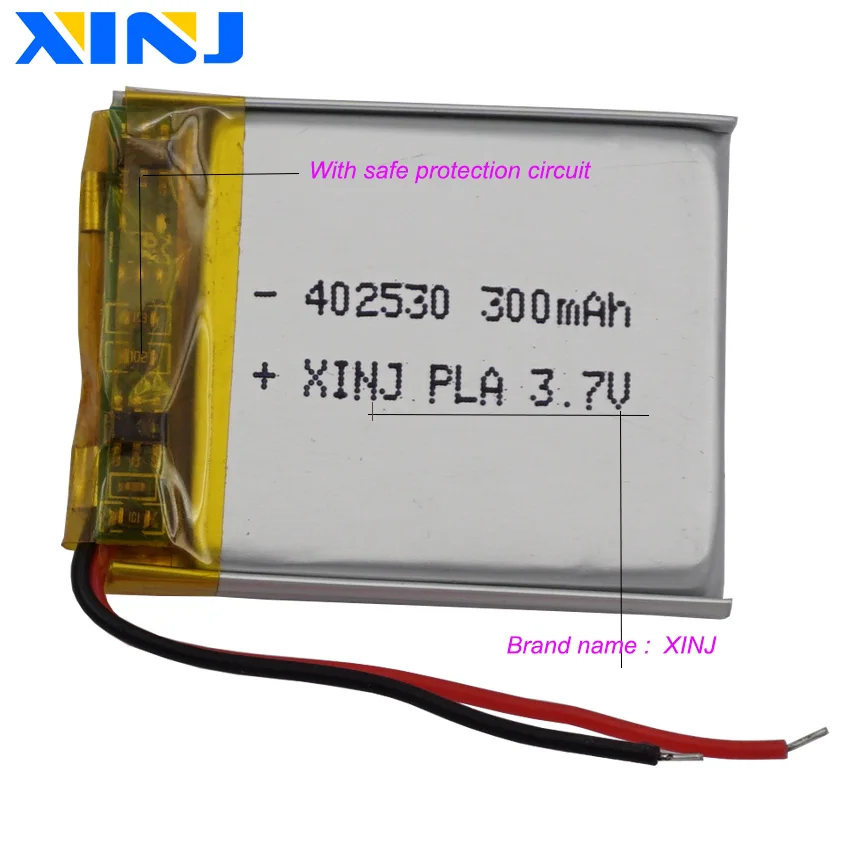 3,7 В, 300 мАч, 1,11 Втч, полимерная литиевая батарея 402530   Для GPS Sat Nav Автомобильная камера Рекордер Bluetooth Динамик Светодиодный