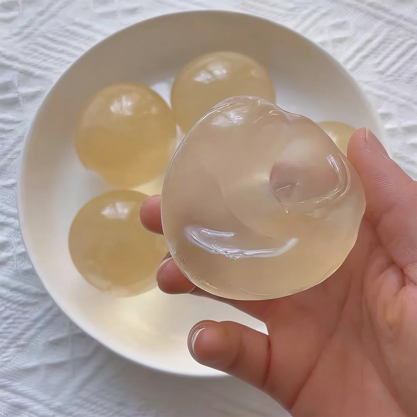 Coconut Oil Squishies Ball 6cm Soft Sensory Squeeze Ball Non-Sticky Reusable Ideal for Workplace Study Travel Parties