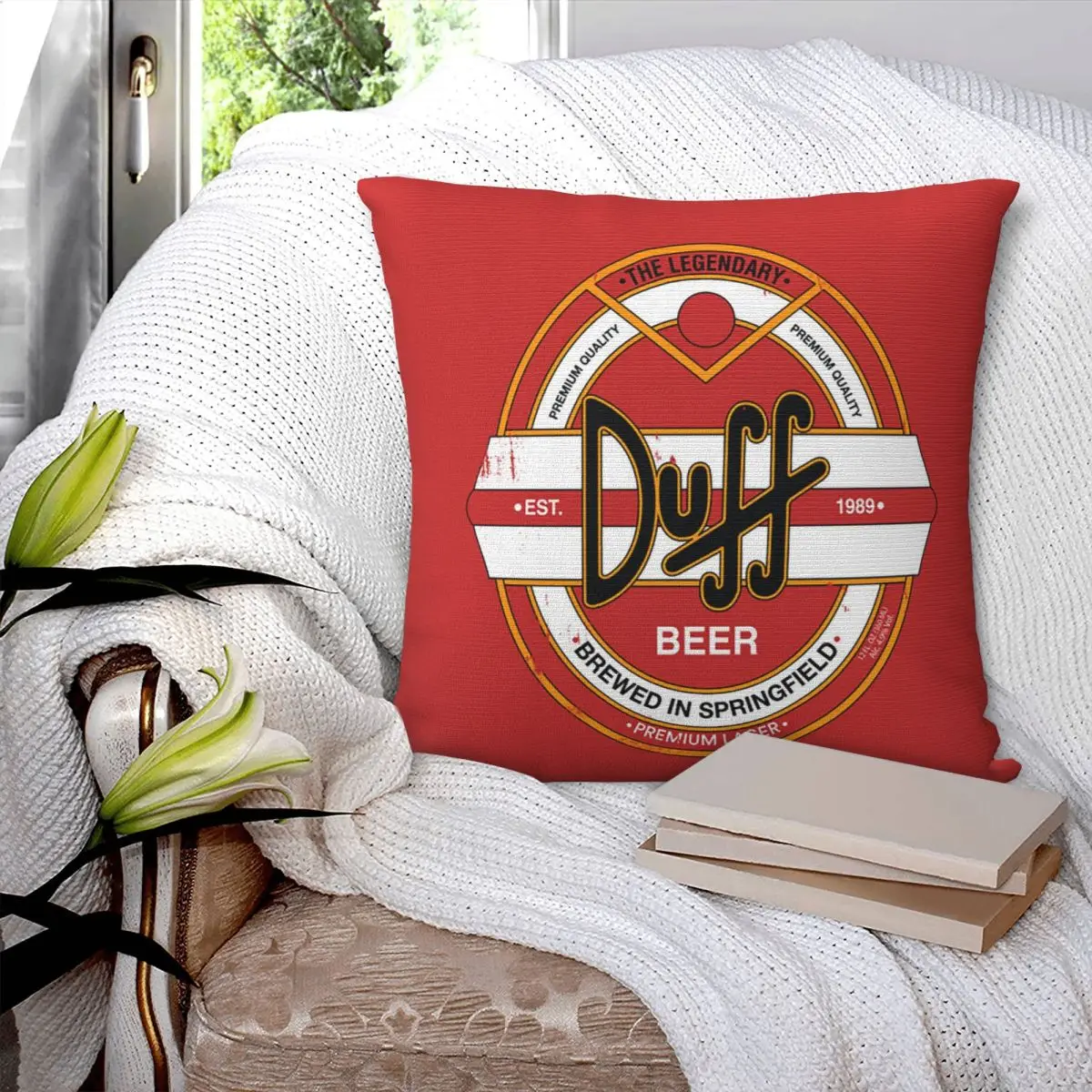 

Duff Beer Square Pillowcase Pillow Cover Polyester Cushion Decor Comfort Throw Pillow for Home Living Room