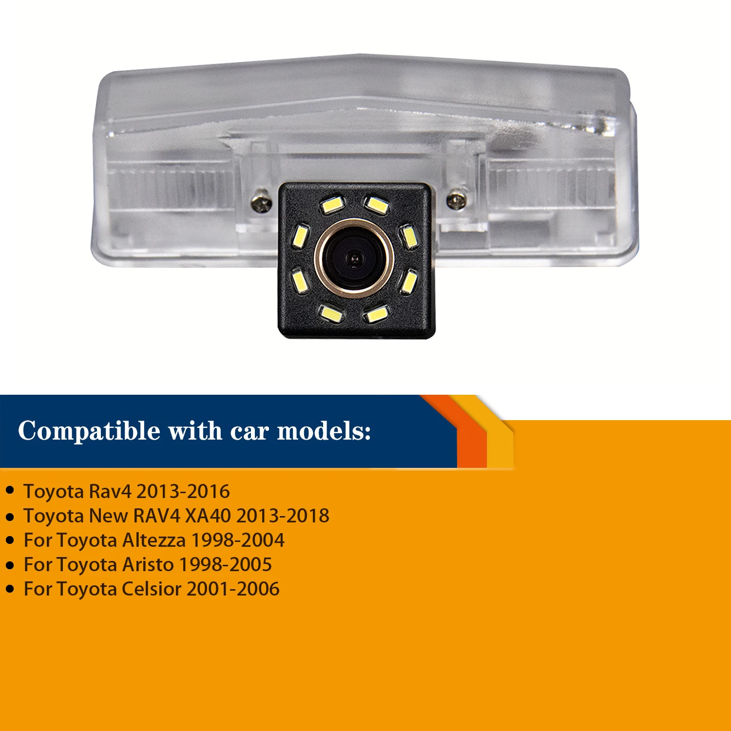 HD Rear View Parking Camera for TOYOTA NEW RAV4 XA40 2013-2018,Reversing backup License Plate Light Waterproof Camera