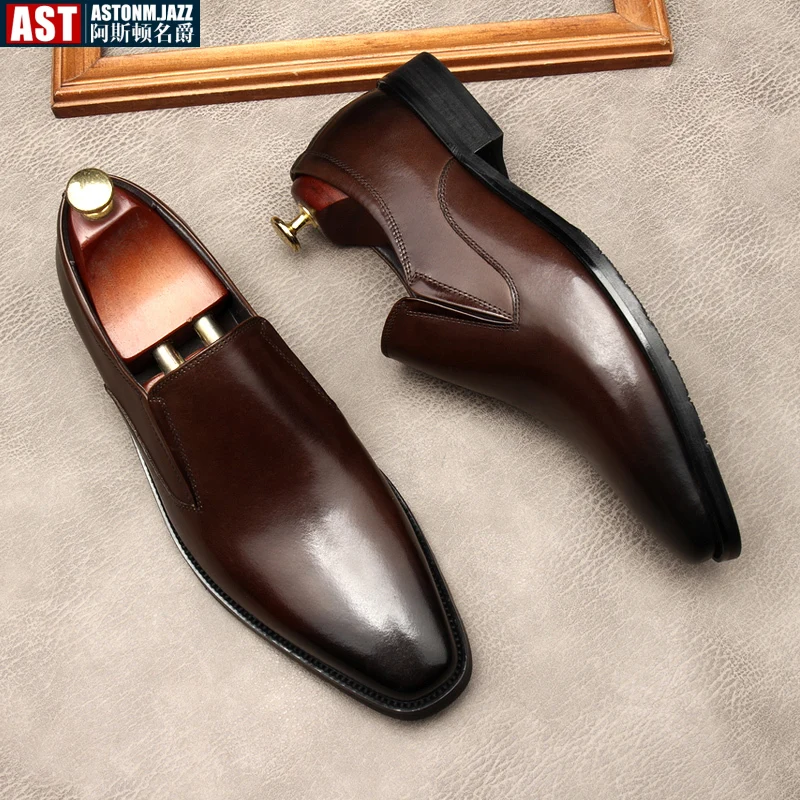 

Italian Mens Business Loafers Flat Luxury Genuine Leather 2024 Summer New Elegant Fashion Black Wedding Formal Social Shoes Man