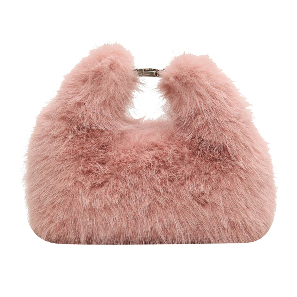 

Women Faux Fur Fluffy Crossbody Bag Soft Plush Handbag Adjustable Strap Solid Color Hobo Bag for Travel Party