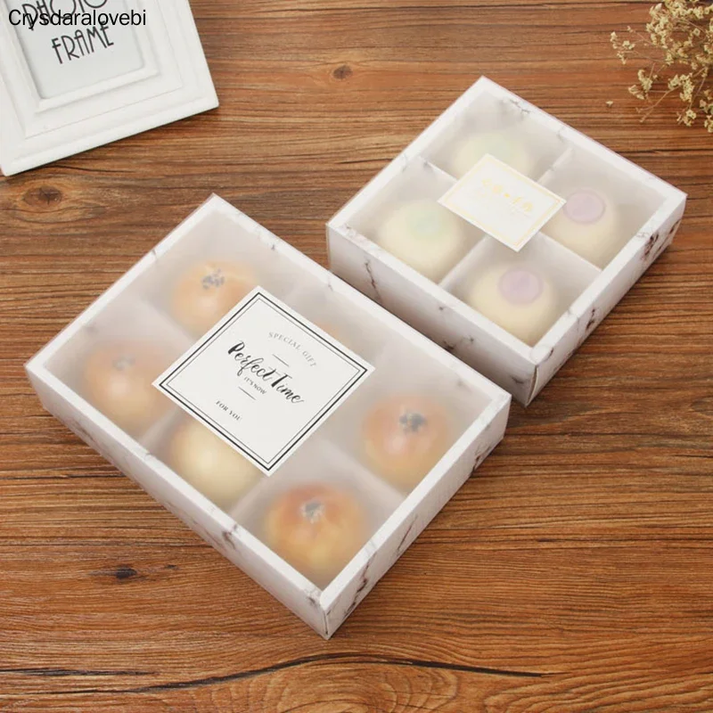 10PCS 4/6 Cupcakes Marbling Drawer Cake Box With Matte Cover Party Cookies Dessert Baking Wrapping Box Kraft Paper Packing Gift