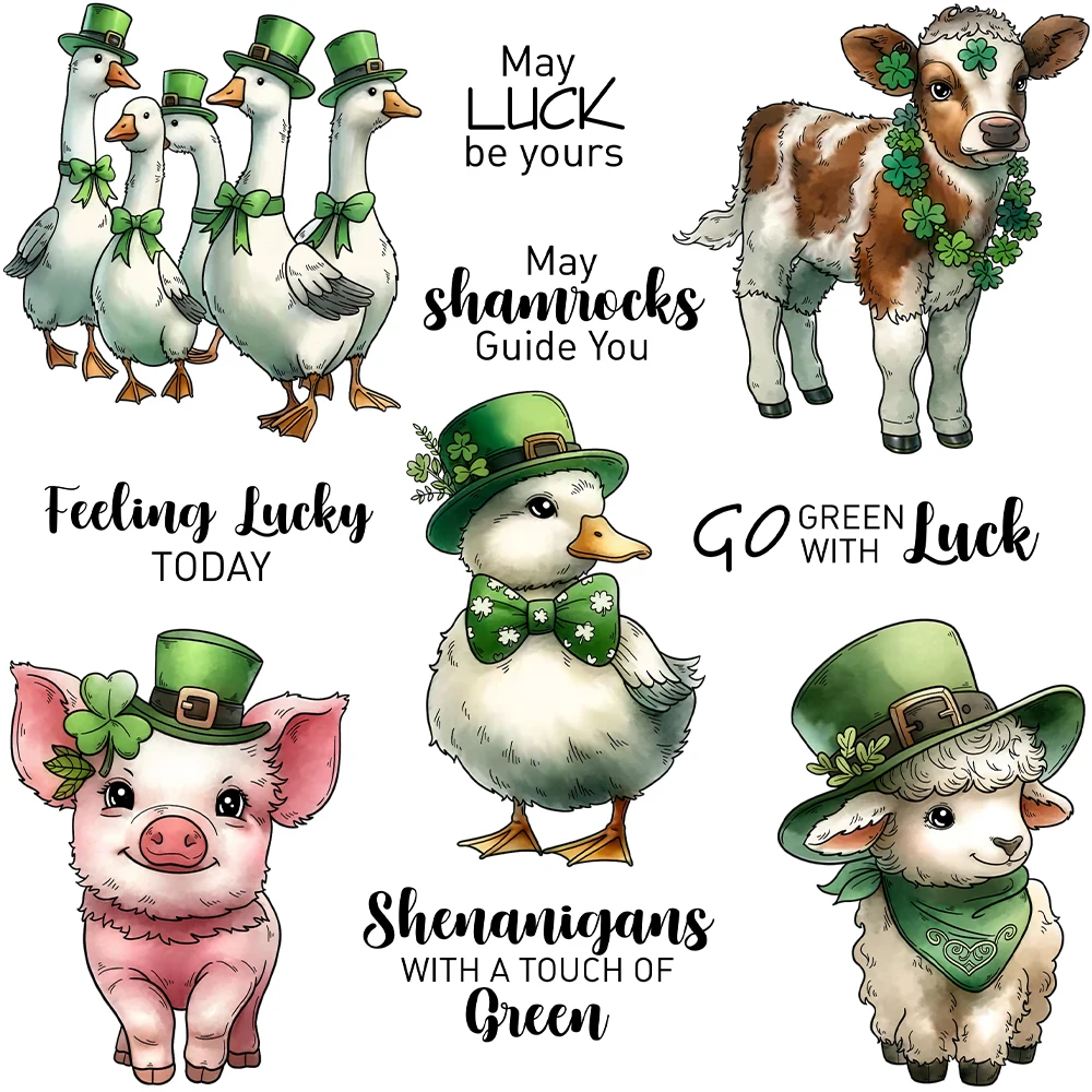 Mangocraft ST. Patrick Day Cute Animals Cutting Dies Clear Stamp DIY Scrapbooking Metal Dies Silicone Stamp For Card Albums