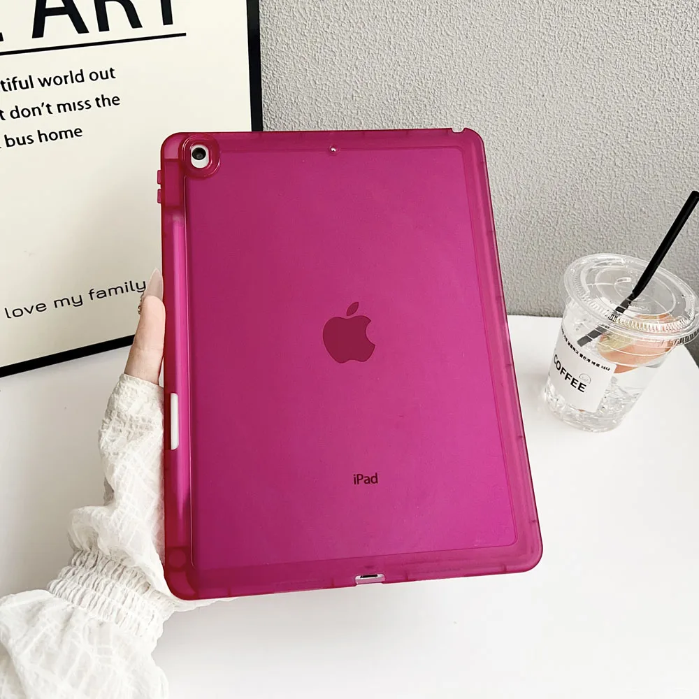 New Shockproof TPU Back Cover for iPad Air3 10.5inch Transparent Protective Case with Pen Slot Anti-Scratch Soft Shell Case