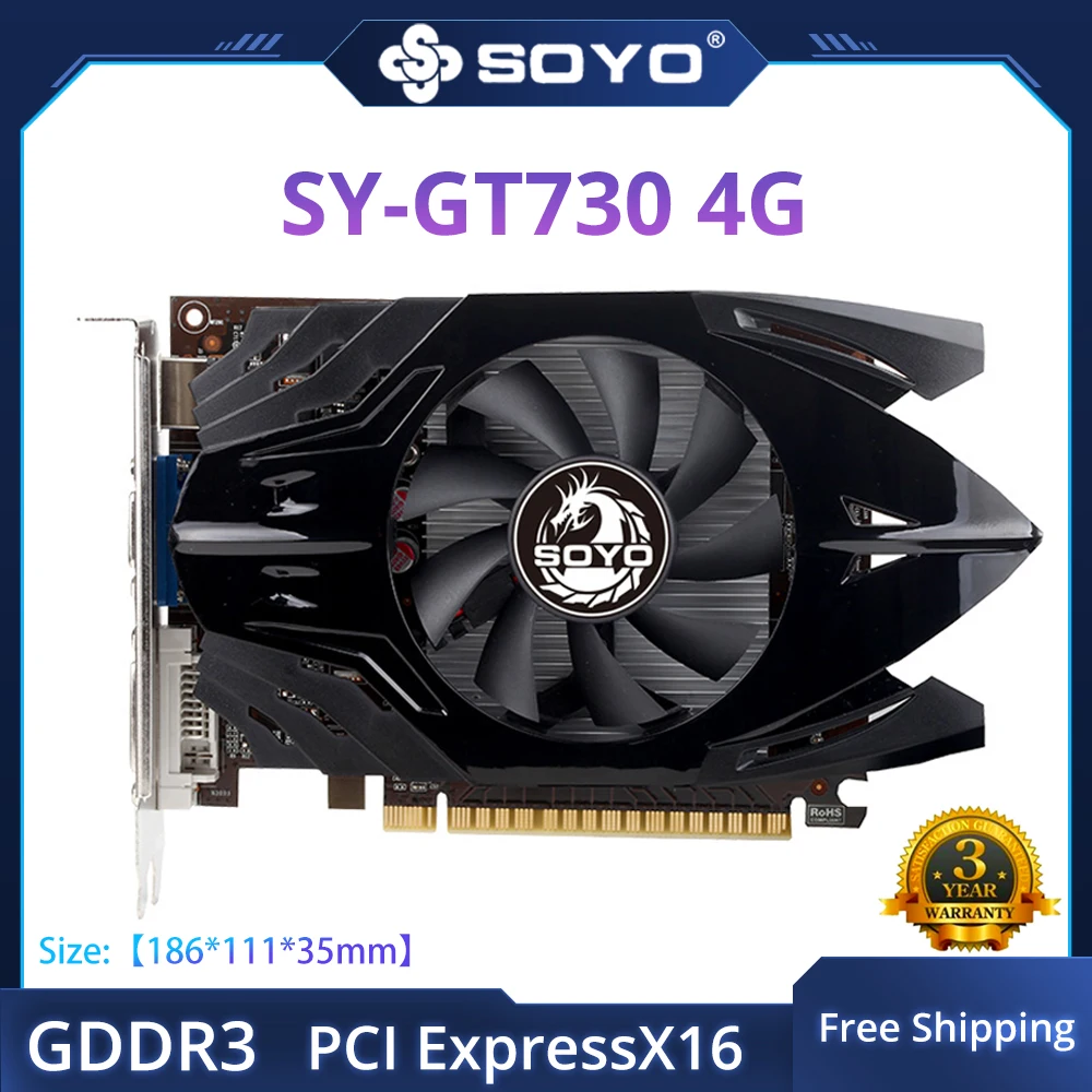 SOYO Nvidia GeForce GT730 4G 그래픽 카드 GDDR3 메모리 HDMI 호환 게임용 그래픽 카드 리뷰