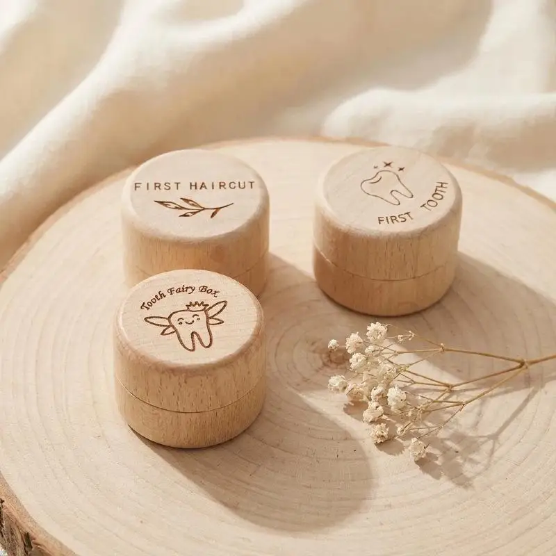 1Pcs Unfinished Wood Keepsake For Baby Teeth Hair Memories Wooden Tooth Fairy Box Home Decor Birthday Gift