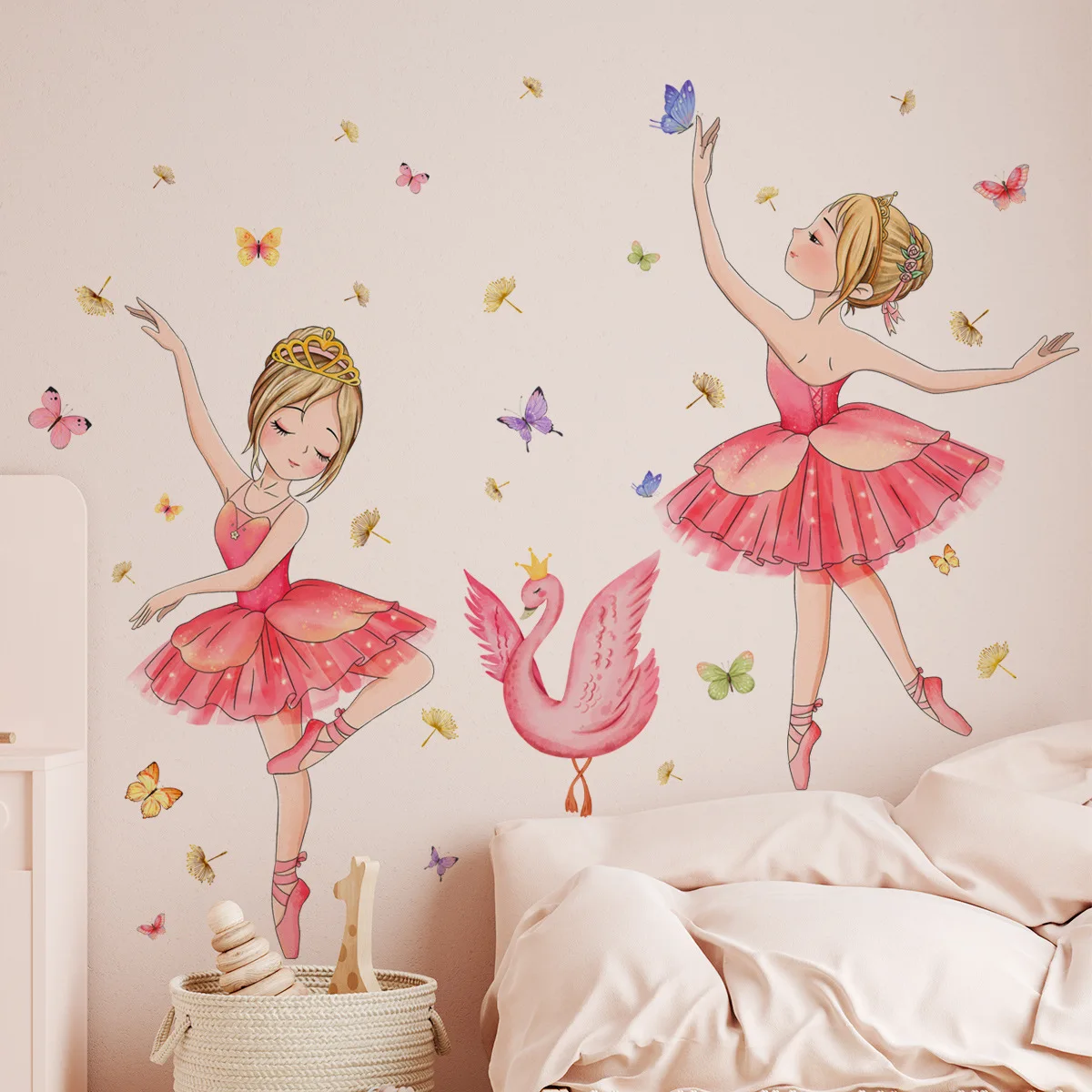 Little Swan Dancing Girl Wall Stickers Background Wall Home  Dining Room Bedroom Study Decoration Wall Stickers Ms4261