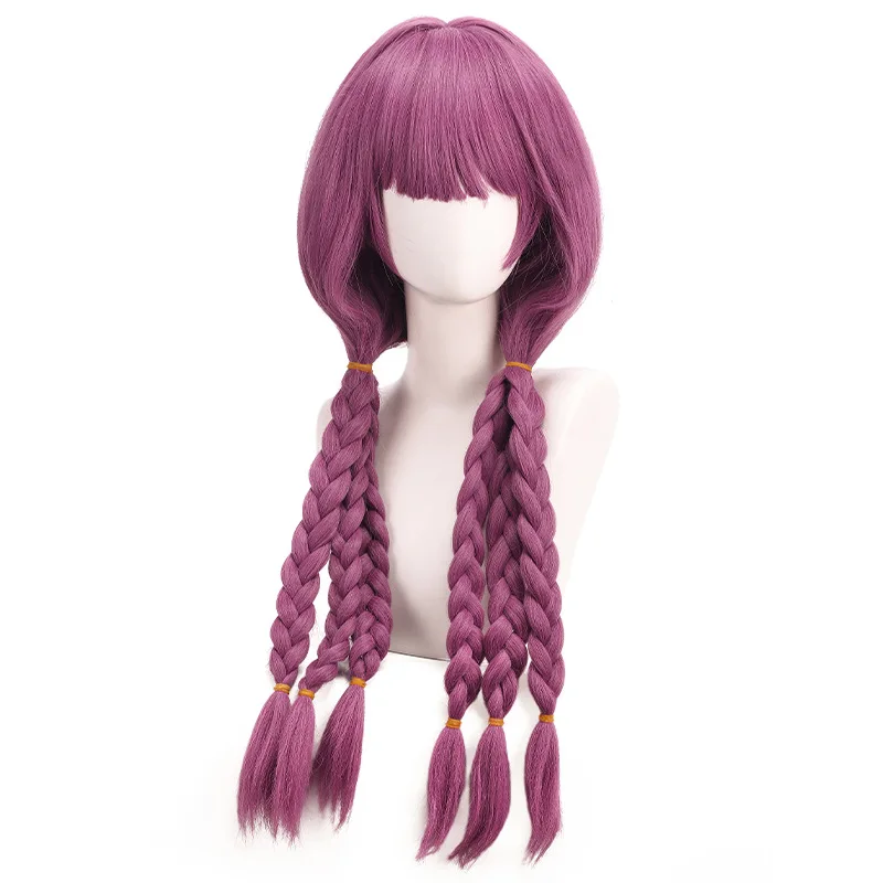Main Sanda Synthetic Cosplay Wig Aurora-Inspired Pink Purple Pigtail Braids Fluffy Anime Party Halloween Carnival Costume