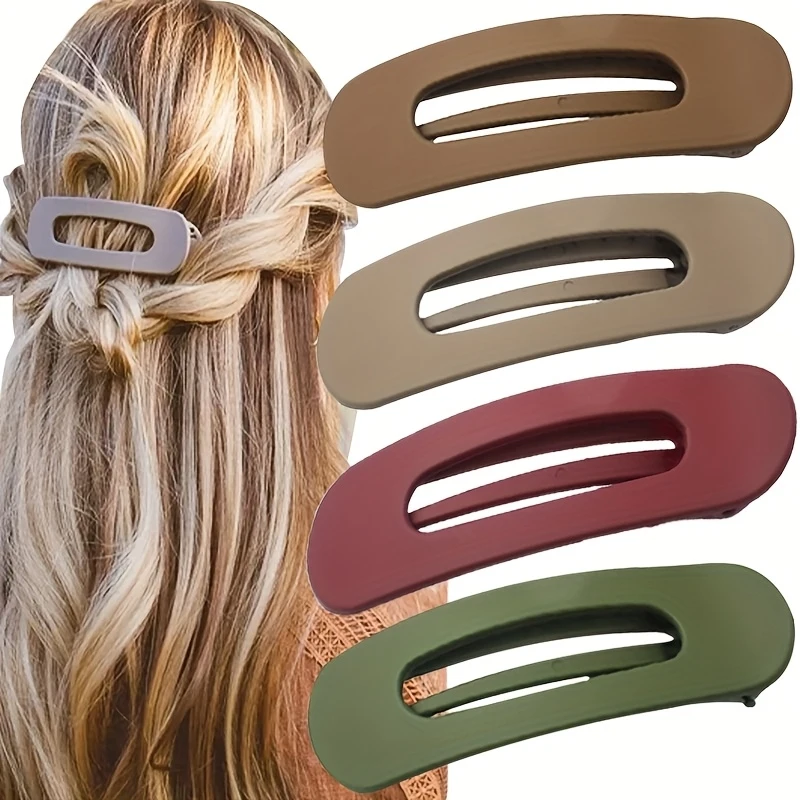 4-Piece Set Of New Elegant Matte Solid Color Large Shark Clip Women'S Fashionable Hair Hairpin Headwear
