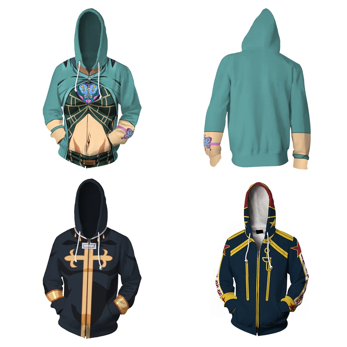 

Anime JoJos Bizarre Adventure Sweatshirt Jolyne Cujoh Hoodies Stone Free Cosplay Jacket Zipper Hooded Unisex Clothes Party Coat