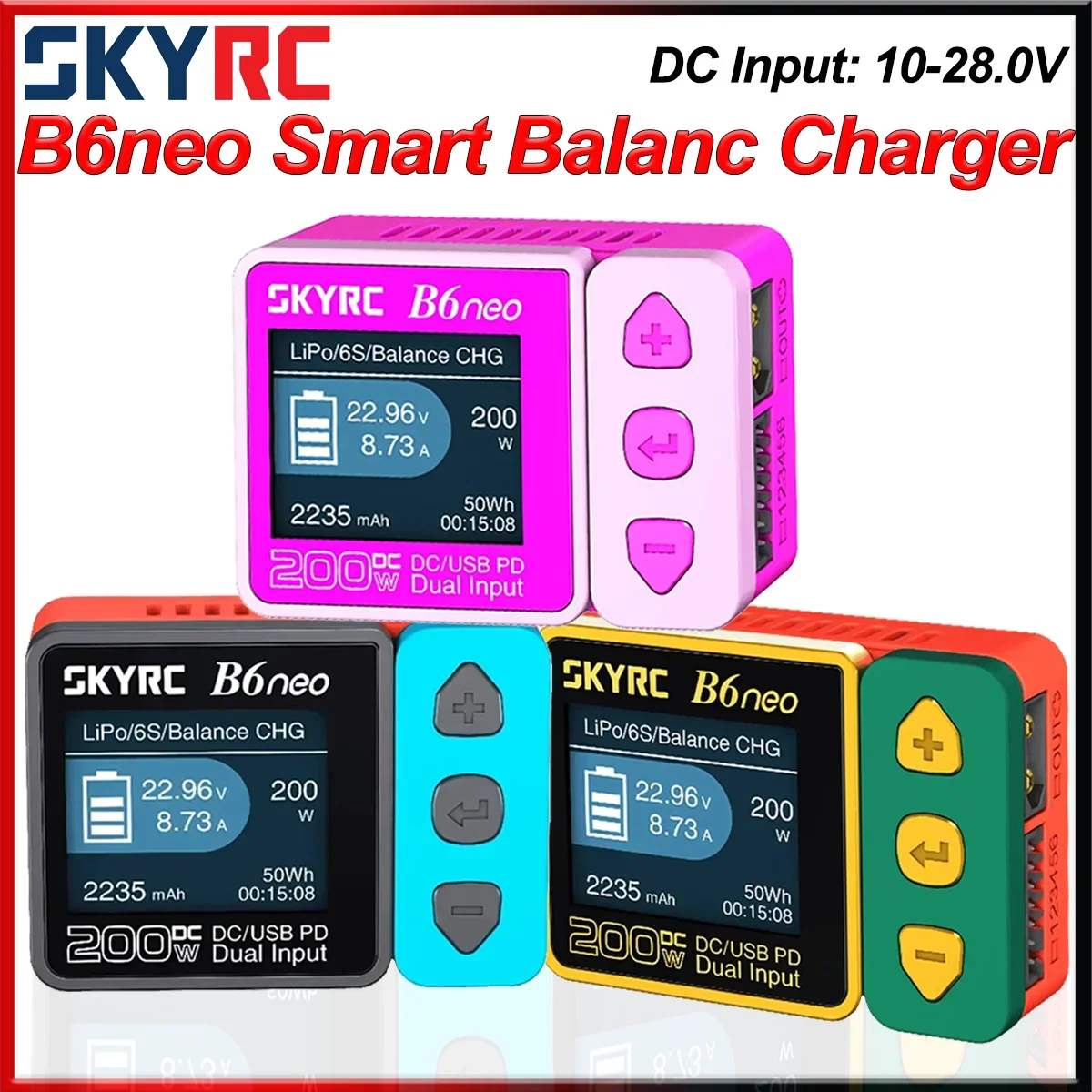 SKYRC B6neo Smart Charger DC 200W PD 80W Lipo Battery Balance Charger SK-100198 6S Discharger for FPV Racing Drone RC Car Boat