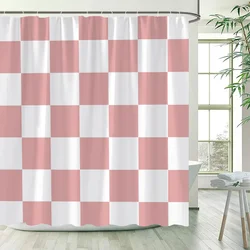 Checkerboard Shower Curtains for Bathroom Accessories European Curtain Folding Partition Bath Bedrooms Things the Sets Full Set