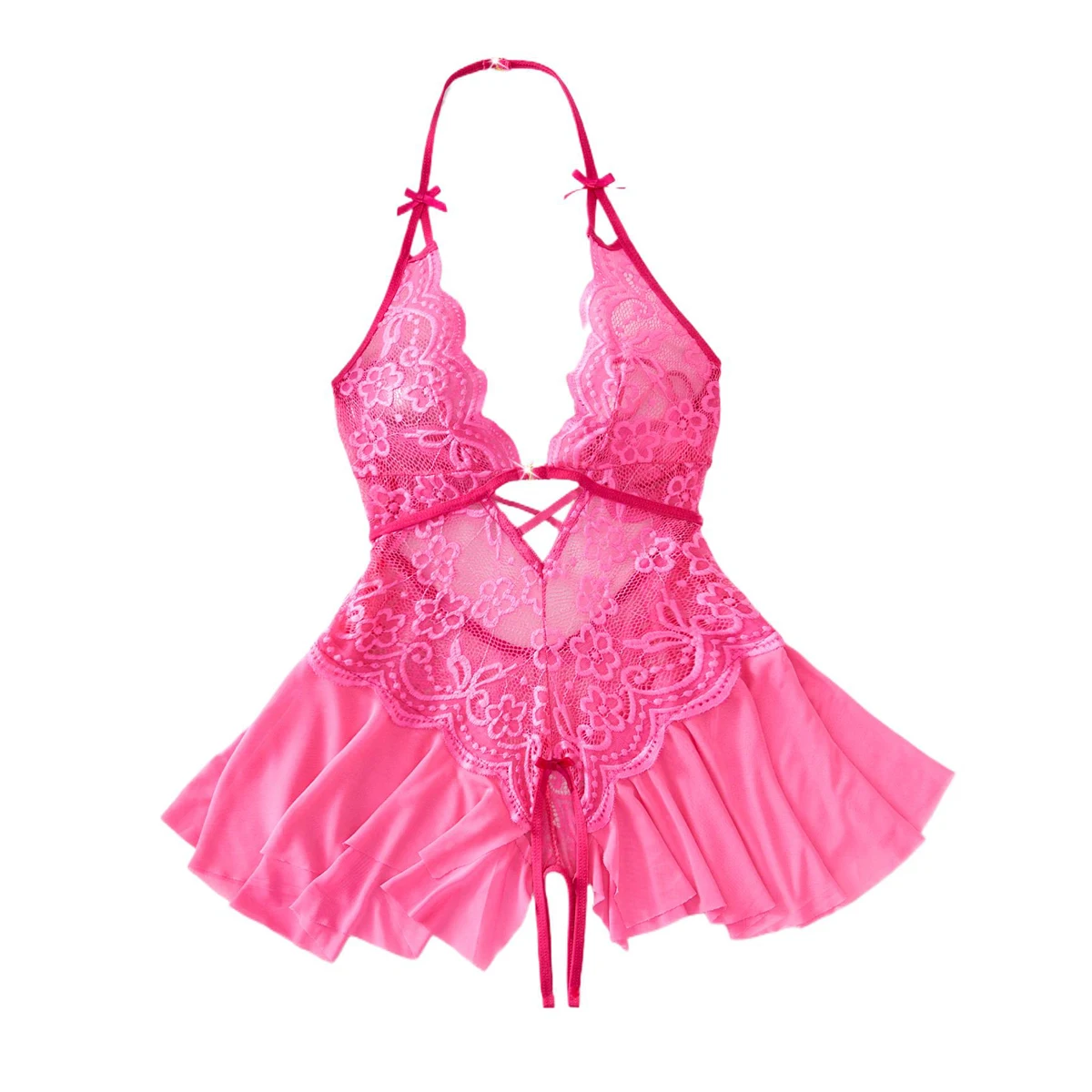 

Womens Lace Bodysuit Halter Soft Comfortable Underwear