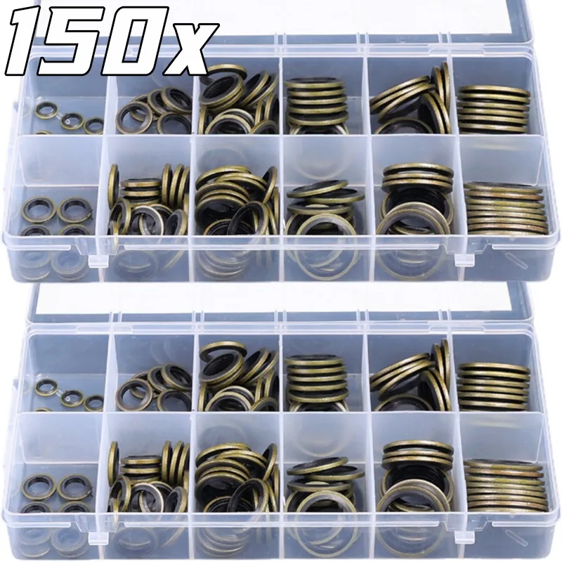 

Car Oil Pan Drain Gasket Kit Auto Oil Drain Screw Combined Sealing Washer M6-M24 Bonded Seal Gasket Replaceable Washer Seal Set