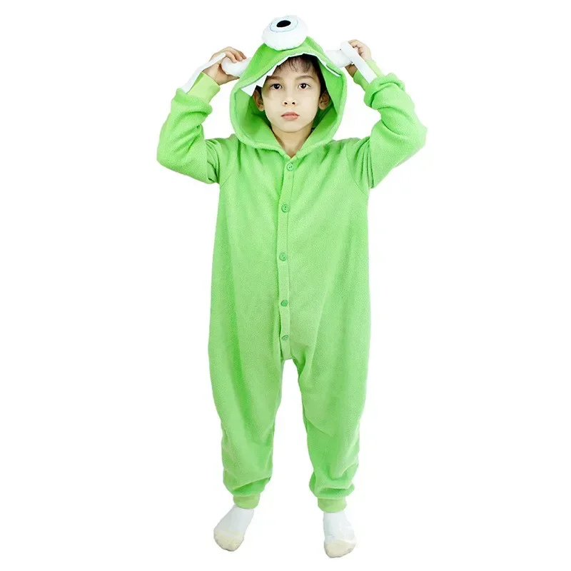 Kids Boys Monsters University Mike Wazowski Halloween Costume Funny Cute Homewear Monster Animal Jumpsuit Cosplay Kigurumis