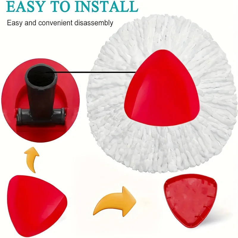 4pcs Rotating mop head! Quick drying design - washable cleaning pad, compatible with standard mops