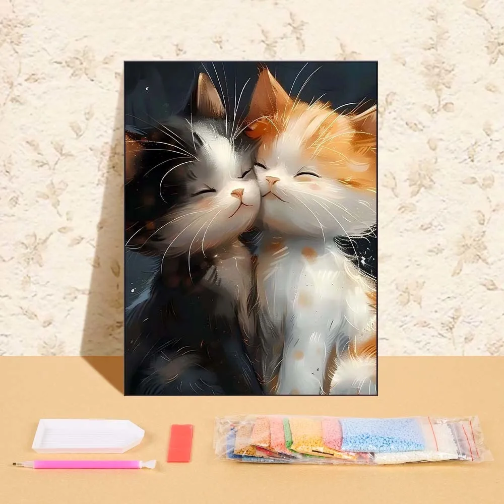 

New Arrival Diamond Painting Animal Cats Full Round Drill Diamond Mosaic Embroidery Cartoon Picture Of Rhinestone Wall Art