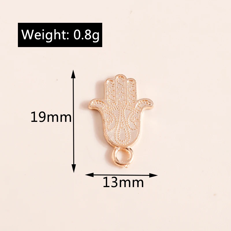 Leslie 30 Stück 19*13mm Legierung Goldfarben Metall Hamsa Hand Anhänger für DIY Religiösen Schmuck, Handgemachtes Armband, Halskette – Detail 4