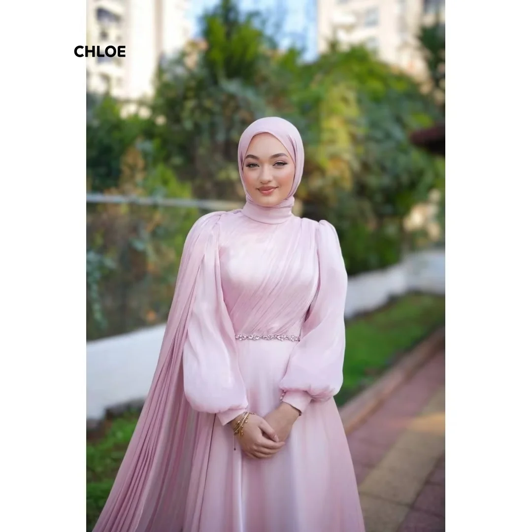 Linea A Abiti da sera Donna Abiti da festa eleganti per le donne 2024 Scialle Abito da cerimonia nuziale su misura Abiti da ballo a maniche lunghe