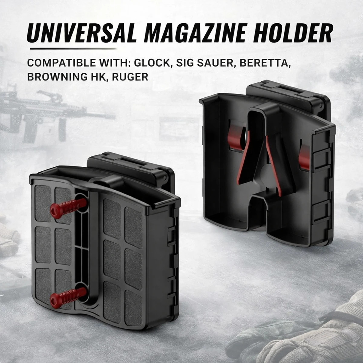 

Универсальный двойной подсумок для магазинов Glock, Sig Sauer, Beretta, HK, Ruger, быстросъемный держатель для магазинов, тактический охотничий аксессуар