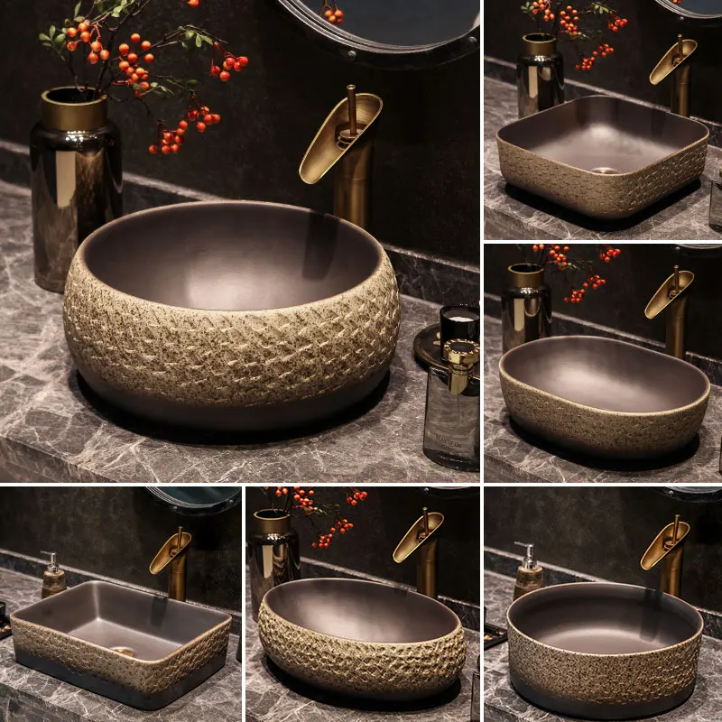 China Painting bird and flower Ceramic Sinks Counter Top Wash Basin vanities Bathroom Sink vessel wash basin ceramic bowl