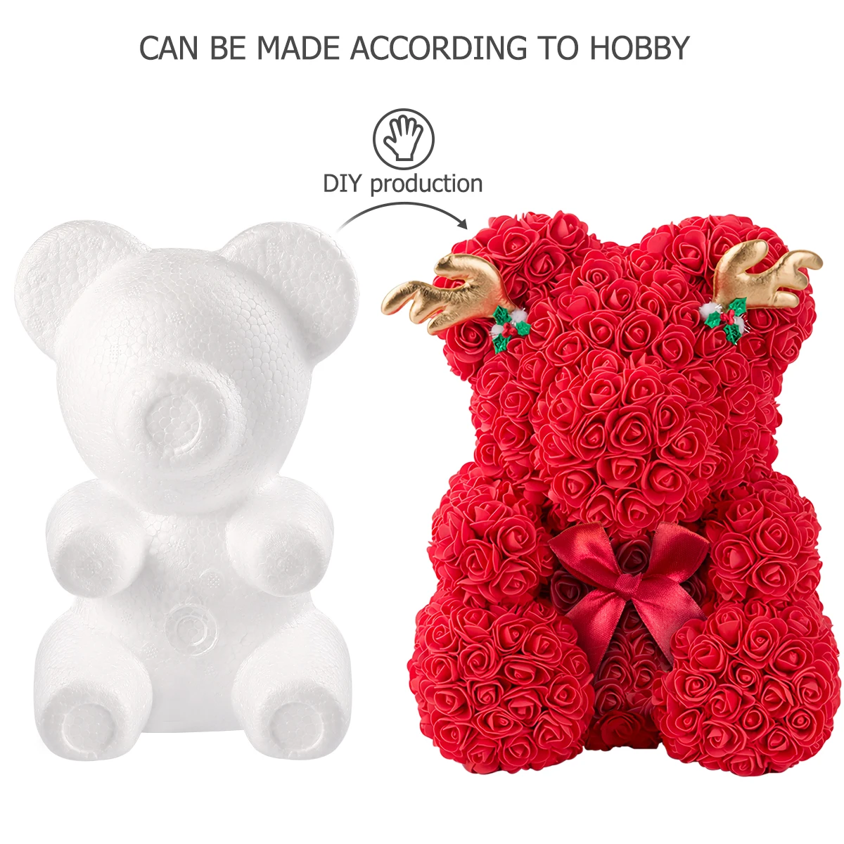 

2pcs Foam Bear Shapes Crafts Accessories DIY Balls Premium Durable New Year Wedding Festival Projects